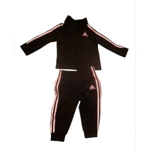 Adidas Black and Pink Tracksuit Set